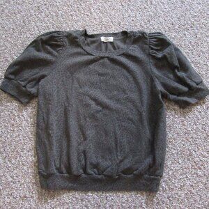 T.la Anthropology Green Animal Print Sweatshirt Size Small Puffed Sleeves